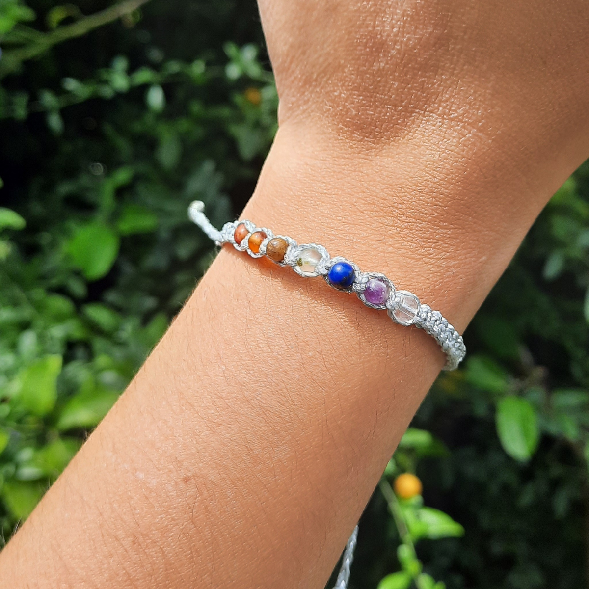 Pulsera 7 Chakras – Macramé con Piedras Naturales (elige tu color)