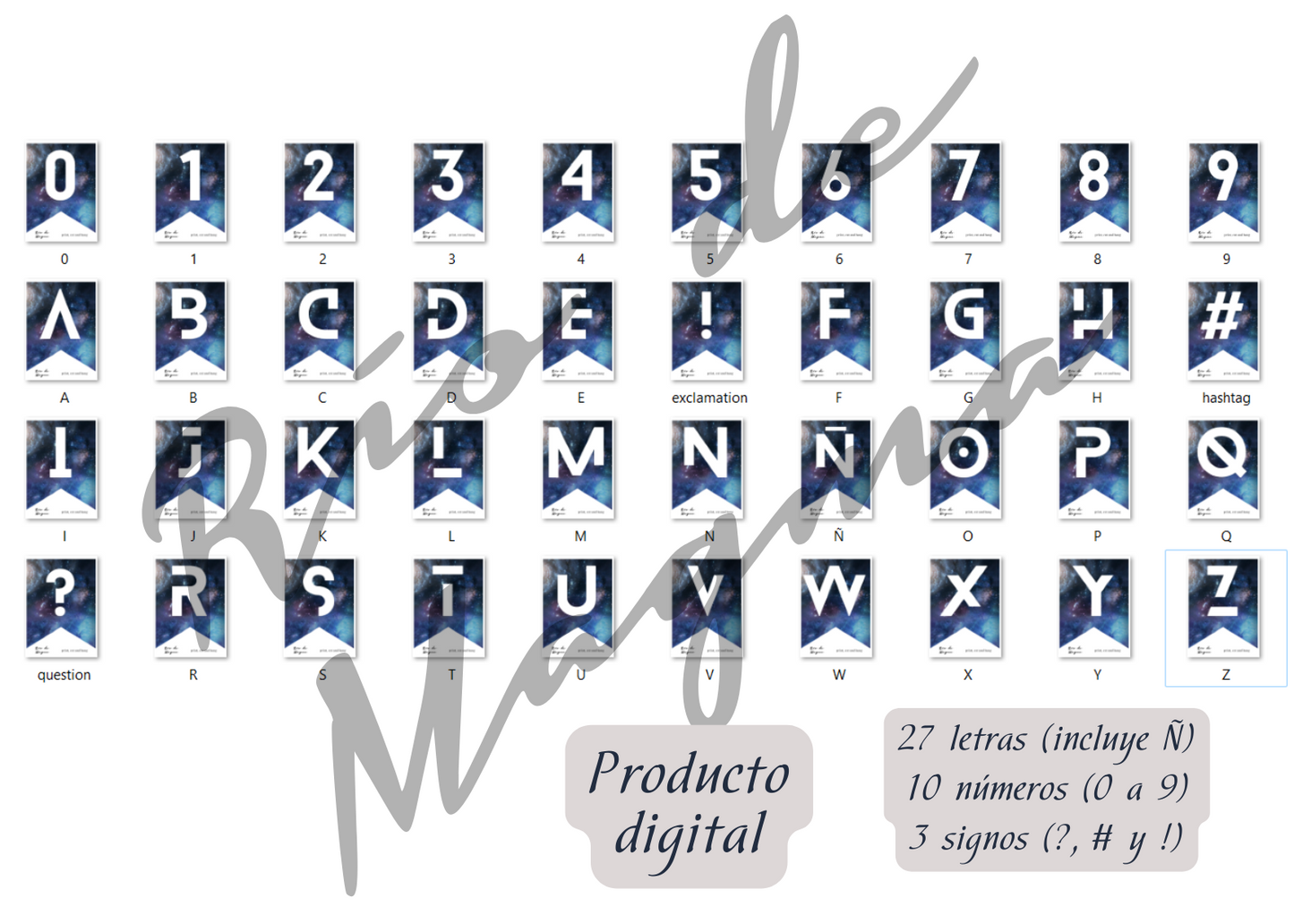 Banderines Galaxia Estilo NASA – Imprimible PDF A4 (Letras y Números)