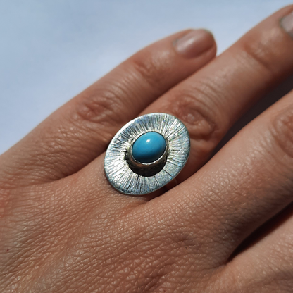 Anillo de Plata 950 con Turquesa – Talla 17 (US 8) – Pieza única