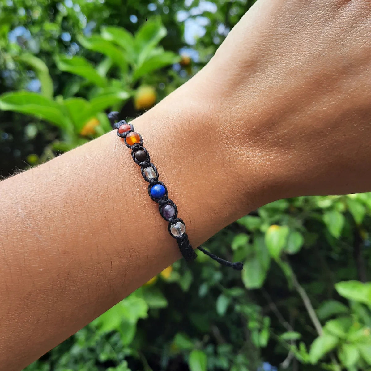 Pulsera 7 Chakras – Macramé con Piedras Naturales (elige tu color)
