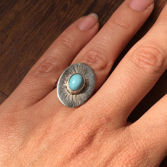 Anillo de Plata 950 con Turquesa – Talla 17 (US 8) – Pieza única