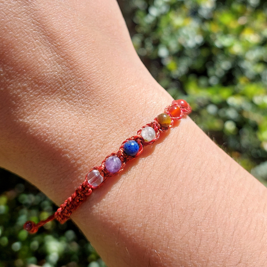 Pulsera 7 Chakras – Macramé con Piedras Naturales (elige tu color)