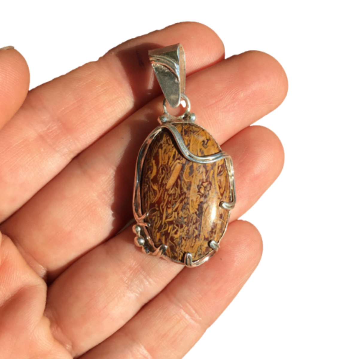 Colgante de Plata 950 con Piedra Caligrafía (Jaspe Miriam) – Pieza única