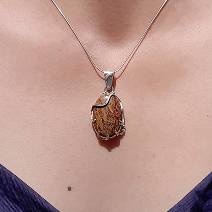 Colgante de Plata 950 con Piedra Caligrafía (Jaspe Miriam) – Pieza única