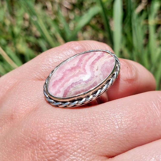 Anillo Ajustable de Plata 950 con Rodocrosita Argentina – Pieza única