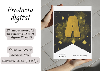 Banderines Diseño Negro y Dorado – Archivo Digital para Imprimir (PDF)