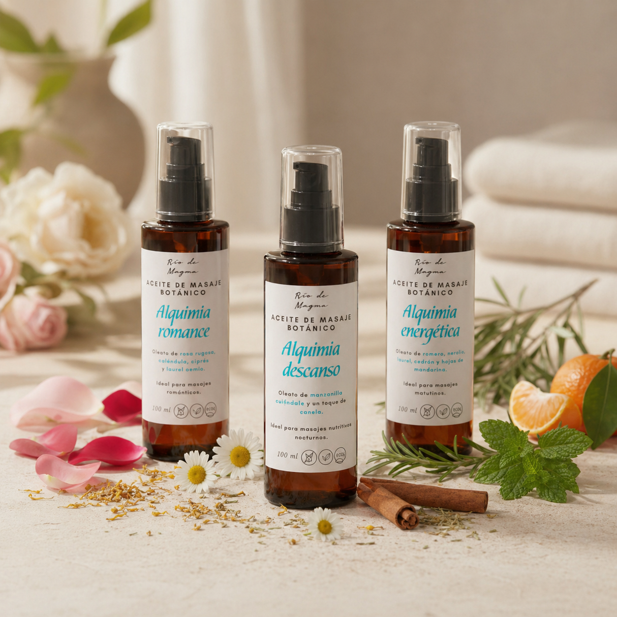 Aceite de Masaje Botánico 100 ml - Base Almendra - Oleato natural