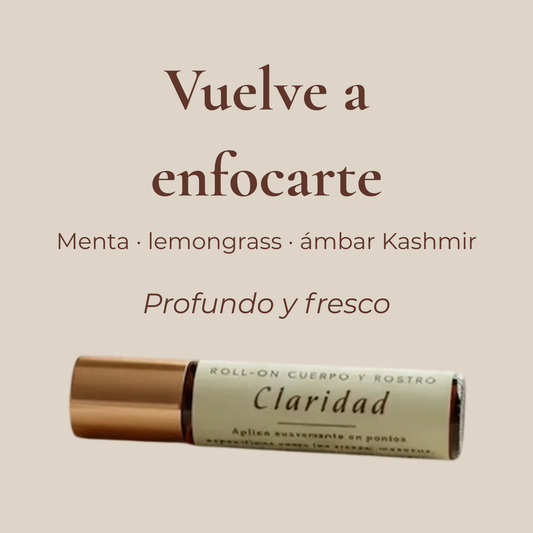 Roll-on Claridad de aroma fresco, mentolado y profundo.