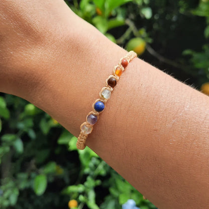Pulsera 7 Chakras – Macramé con Piedras Naturales (elige tu color)