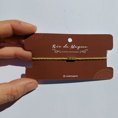 Pulsera Masculina Minimalista · 3 Cuentas de Bronce