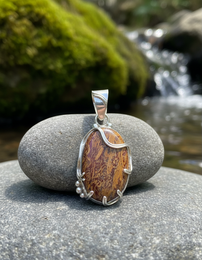 Colgante de Plata 950 con Piedra Caligrafía (Jaspe Miriam) – Pieza única