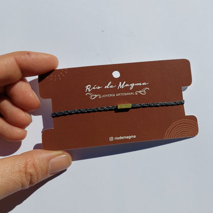 Pulsera Masculina Minimalista · 3 Cuentas de Bronce