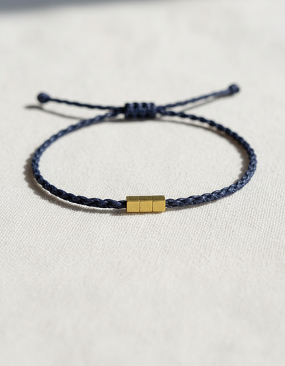 Pulsera Masculina Minimalista · 3 Cuentas de Bronce