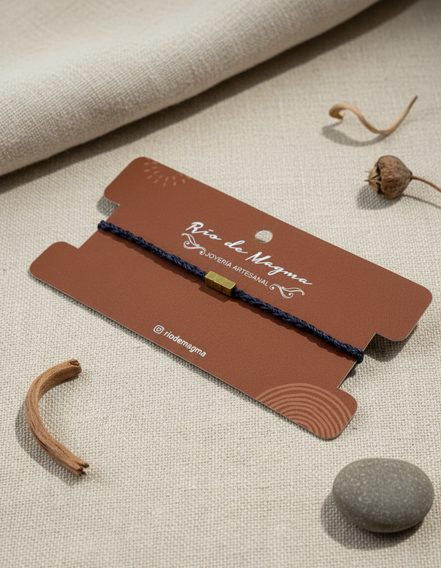 Pulsera Masculina Minimalista · 3 Cuentas de Bronce