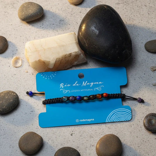 Pulsera 7 Chakras – Macramé con Piedras Naturales (elige tu color)
