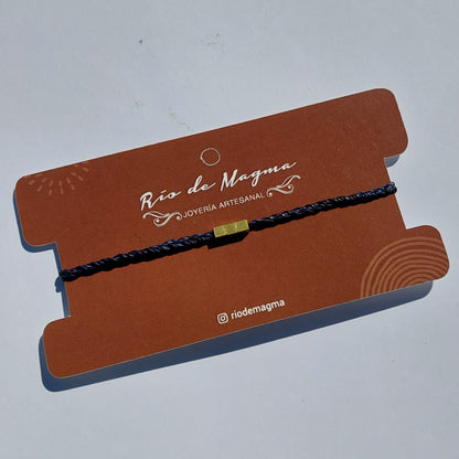 Pulsera Masculina Minimalista · 3 Cuentas de Bronce