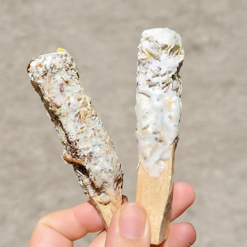 2 Variedades - Palo Santo Bañado en Cera de Soya + Hierbas  | Sahumerio Artesanal