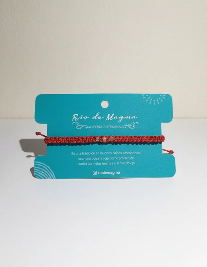 Pulsera Roja de Protección – Macramé + Plata 950 – Ajustable