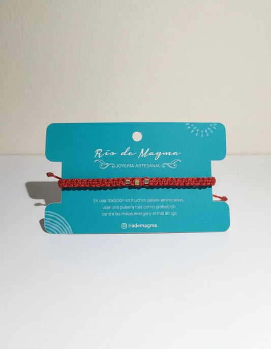 Pulsera Roja de Protección – Macramé + Plata 950 – Ajustable