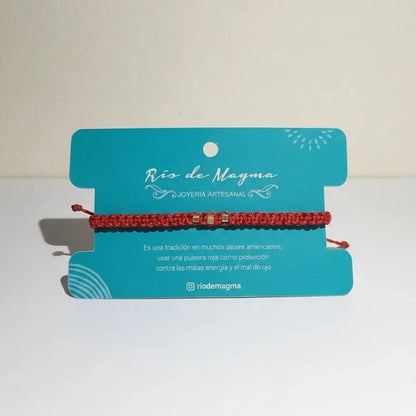 Pulsera Roja de Protección – Macramé + Plata 950 – Ajustable