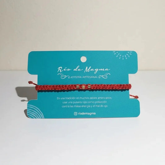 Pulsera Roja de Protección – Macramé + Plata 950 – Ajustable