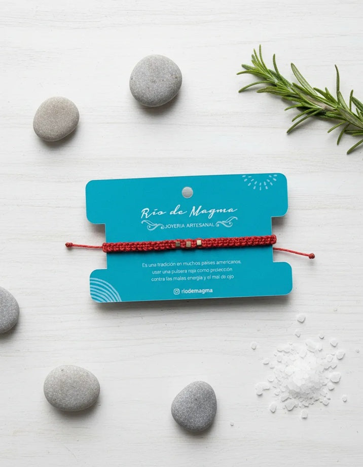 Pulsera Roja de Protección – Macramé + Plata 950 – Ajustable
