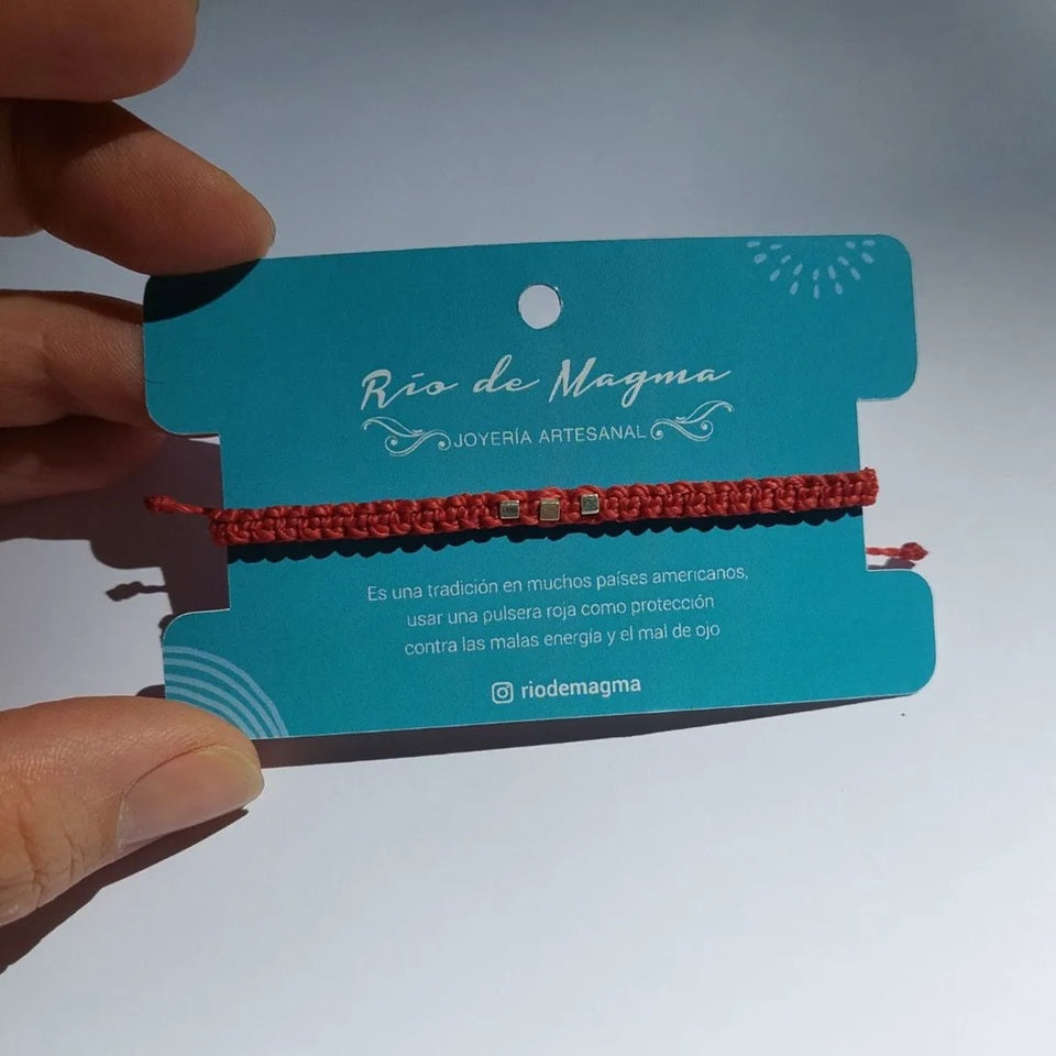 Pulsera Roja de Protección – Macramé + Plata 950 – Ajustable
