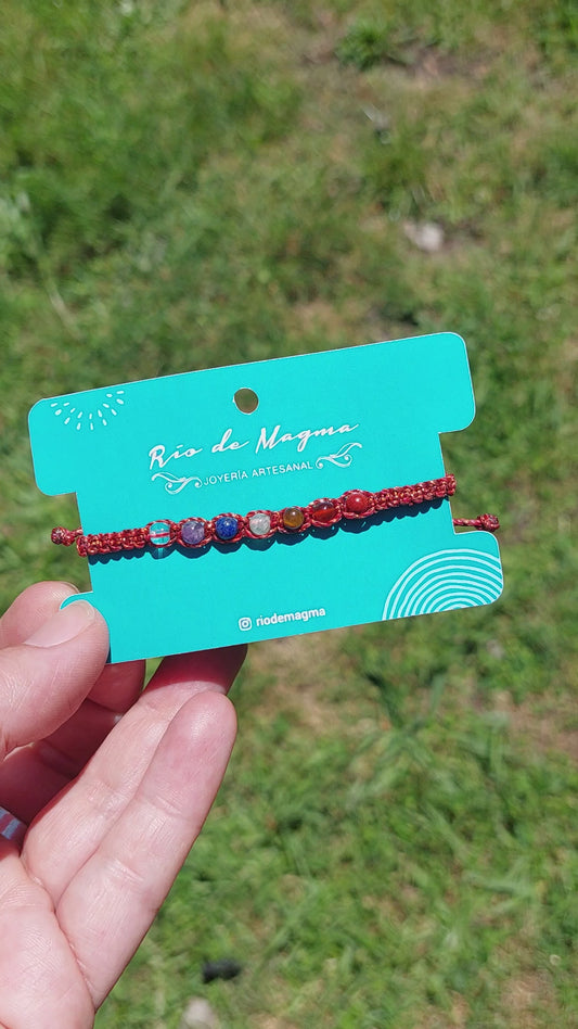 Pulsera 7 Chakras – Macramé con Piedras Naturales (elige tu color)