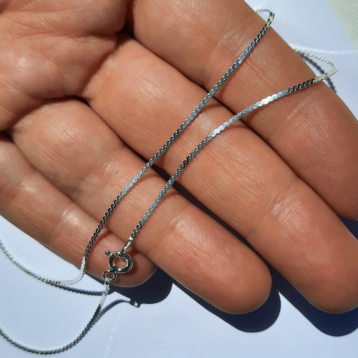 Cadena de Plata 925 Serpiente Plana – 50 cm