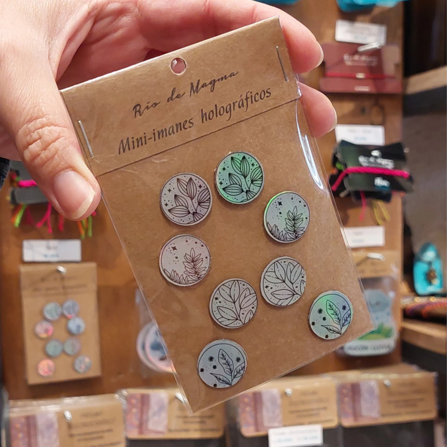 Set de 6 Mini Imanes Holográficos Botánicos Decorativos