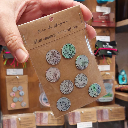 Set de 6 Mini Imanes Holográficos Botánicos Decorativos