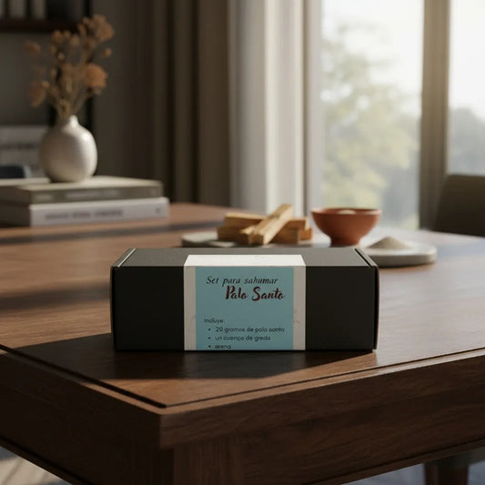 Kit Sahumar Palo Santo | Pocillo Greda + Arena Volcánica + Palo Santo (20 g)