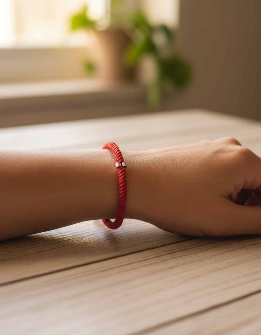 Pulsera Roja Tubular de Protección con Plata 950 | Macramé Ajustable Unisex