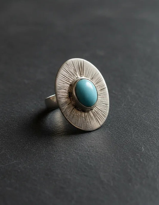 Anillo de Plata 950 con Turquesa – Talla 17 (US 8) – Pieza única