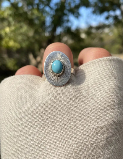 Anillo de Plata 950 con Turquesa – Talla 17 (US 8) – Pieza única