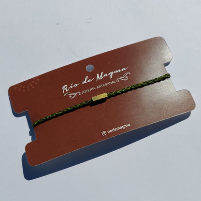 Pulsera Masculina Minimalista · 3 Cuentas de Bronce